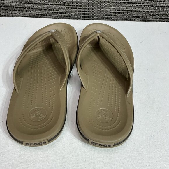 Crocs Classic Crocband Flip Thong Sandals M 10 W 12 Brow Flats Beach Summer - Picture 5 of 9